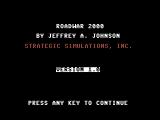 Roadwar 2000 title screen for Commodore 64